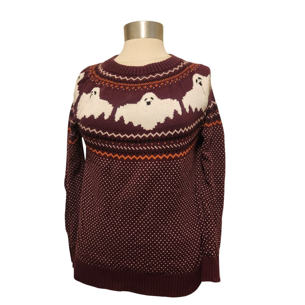 Vintage Cottage core Mod Clothing Ghost Sweater Halloween Size L